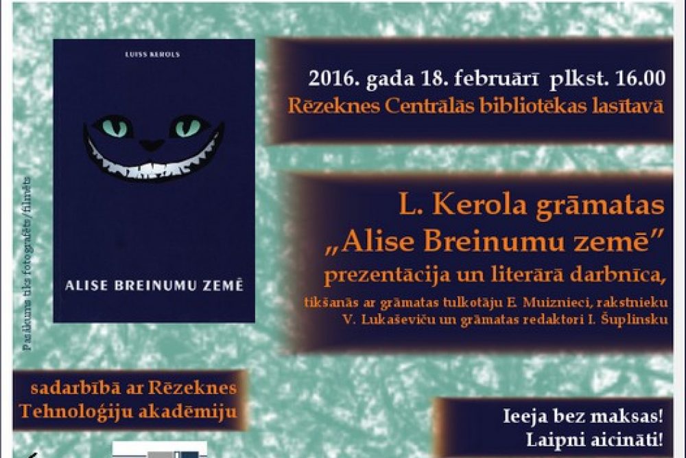 Rēzeknis bibliotekā prezentēs gruomotu “Alise Breinumu zemē”