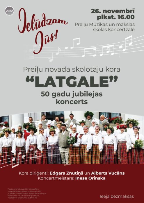 Preiļu nūvoda školuotuoju kora "Latgale" 50 goda jubilejis koncerts @ Preiļu muzykys i muokslys školys koncertzale