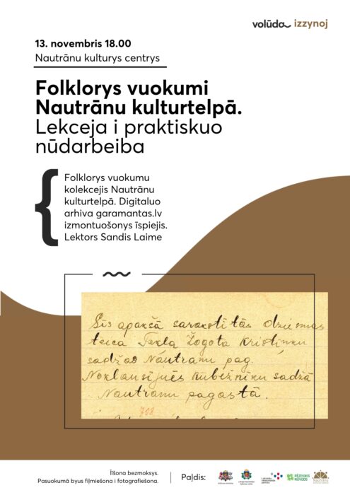 Lekceja i praktiskuo nūdarbeiba "Folklorys vuokumi Nautrānu kulturtelpā" @ Nautrānu kulturys centrys