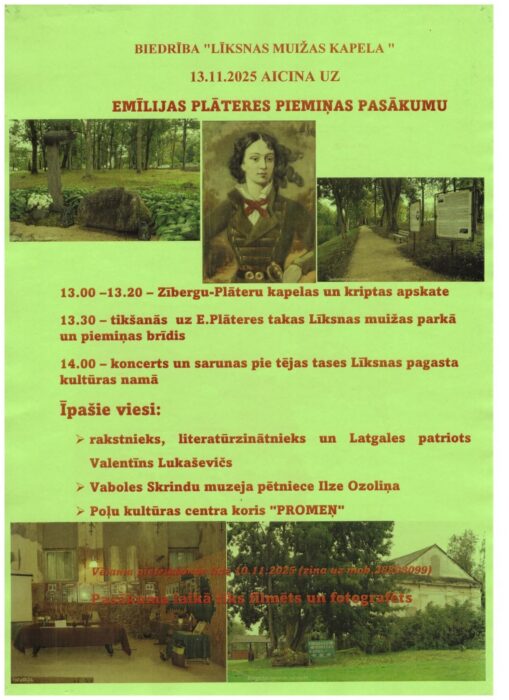 Emilejis Plāteris pīminis pasuokums @ Leiksna