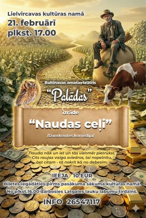 Baļtinovys amaterteatra "Palādas" izruode "Naudas celi" @ Lelvircavys kulturys noms
