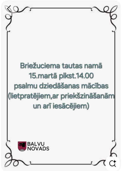 Saļmu dzīduošonys vuiceibys @ Brīžucīma tautys noms