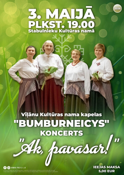 Kapelys "Bumburneicys" koncerts "Ak, pavasar!" @ Stabuļnīku kulturys noms